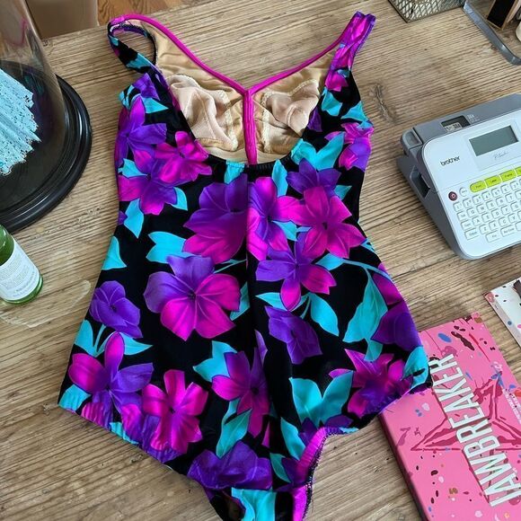 Maxine of Hollywood Retro Style One Piece Swimsuit sz 16 - Picture 3 of 5